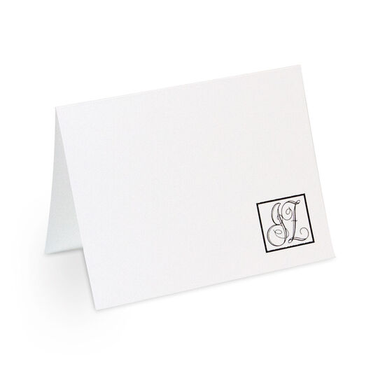 Playbook Initials Folded Note Cards - Raised Ink